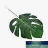 New-12pcs artificiella monstera palmbladen gröna växter bröllop diy dekoration billiga falska blommor arrangemang växt blad1