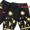 Fashion Sun Star Printed Pants Jean Autumn Black High Waist Young Girls Chic Denim Trousers Woman Cool Boyfriends Jeans 220310