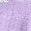Kvinnor Fashion V Neck Lila Färg Patchwork Crochet Stickad Sweater Kvinna Päron Knappar Chic Cardigans Tops S721 210416