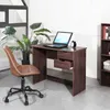 Computer Desk Commercial Furniture Writing Study Table with 2 Side Drawers Classic Home Office Laptop Desk Brown Wood Notebook