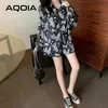 Chic Korean style Leaves Printing Women Long Shirt Loose Oversize Button Up Ladies Blouse Spring Plus Size Female Clothing 210521