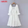 Moda Donna Puntini bianchi Decorano spalle scoperte Manica lunga Vacanza Abito da donna 8M8 210416