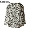 Korobov Vintage Langarm Leopardenmuster Frauen Blusen koreanische lässige weibliche Hemden Sommer Neuer Blusas Mujer 210430