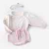 Engepapa Handmade Love Knitting Long Sleeve Clothes Spring Autumn Toddler Baby Girl Romper born Girls Jumpsuit 211101