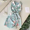 Print Floral Elegant Jumpsuit Vrouwen Hoge Taille OL Lente Zomer Bodysuit Bandage Bow Ropa Mujer Chic 15688 210415