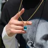 Crystal Cubic Zircon Tennis Chain Onyx Pendant Halsband Set Square Red Blue Stone Pendants Mens Smycken Gift