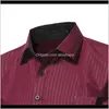 Clothing Apparel Drop Delivery 2021 Mens Italian Dress Designer Shirts Regular Fit Solid Striped Formal Business Casual Qh6Lj