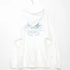 Vintage White Angel Print Hoodie Mujer Otoño Algodón Manga larga Cremallera Tops Mujer Casual Chic Streetwear Hoodied 210809