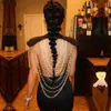 Summer Women Jumpsuit Elegant Beads Sexy Backless Sleeveless Chain Celebrity Night Club Party Jumpsuits Rompers 210423