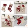 Red Black Plaid Christmas Stocking Snowflake Pattern Lattice Sock Indoor Xmas Tree Ornaments Festival Party Gift for Kid