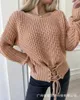 여성용 T 셔츠 고품질 느슨한 긴팔 스웨터, 세련된 스웨터 탑, 가을 / 겨울 Drawstring 스웨터