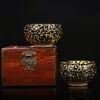 Tasse à thé en céramique dorée peinte à la main, poterie, ensemble Jianzhan, four Chai, boîte-cadeau unique Portable, grand bol, tasses, soucoupes
