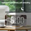 MICLOCK Digital Alarm Clock 7" Large LED Mirror Electronic Clocks with Touch Sze Dual USB Charge Desk Wall Modern 220311