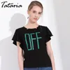 Tataria Tees Kvinnor Kläder Sommar Rolig Pearl Beading Casual Short Sleeves Ladies T-shirt Haut Femme O-Neck Female T Shirt 210514