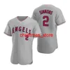 Мужские женщины молодежь #17 Shohei Ohtani 27 Mike Trout 6 Энтони Рендон 57 Hansel Robles Custom Grey Road Джерси