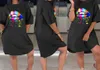 Femmes Imprimer Lèvres Robe Col Rond À Manches Courtes Lâche Décontracté Long T-shirt Midi Robes Plus La Taille S-3XL