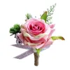 Dekoracyjne kwiaty Wieńce Rose Flower Silk Boutonniere Corsage Akcesoria Dekoracje ślubne