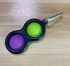 Vinger Speelgoed Sleutelhanger Simple Square Ronde Vorm Regenboog Tie-Dye en Solid Color Sleutelhanger Push Bubble Sensory Fidget Toy G52XJ3G