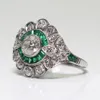 anillo esmeralda natural plata