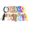 Cross-border Korean Velvet Tassel Disc Sawdust Bracelet Printable Pendant Elastic Cord Keychain Multicolor Selection