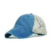 Baseball cap verstelbare mesh katoenen paardenstaart hoed hoofddeksels buiten sportkleding met rugafsluiting voor rommelige high -buns hoeden