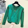 O-neck Solid Women Clothing Long Sleeve Fashion Autumn Tops and Blouses Casual Hollow Out Basic Tee Shirts 6298 50 210506