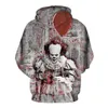 Sweats à capuche pour hommes Sweat-shirts Halloween Horror Clown Pennywise Hommes Sweat à capuche Pocket Hooded Streetwear 3D European And American Sizing Pullover