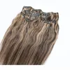 7pieces 120g Piano Color Human Hair Extensions Clip in Ombre Two Tone 2 Brown to 27 Blonde Highlights Whole1405569