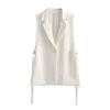 KPYTOMOA Kvinnor Mode med flikar Enkelt Button Waistcoat Vintage Ärmlös Sida Vents Kvinna Vest Coat Chic Veste 210817