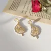 Korean Earring Gold Scalloped Rhinestone Earrings For Women high Luxury 2021 Trend Jewelry Gift