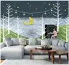 Foto personalizada papéis de parede 3d murais papel de parede moderno jardim floresta lua starry céu europa simples tv fundo papéis de parede decoração