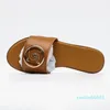 Sandálias femininas moda guingão moda amor sandália com decoração de metal dourado preto marrom e branco praia slides