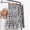 Korean Style Long Skirt Women Spring Summer Black White Leopard Print Chiffon High Waist Maxi Female 210421