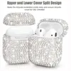 Bling Sparkly Glitter Full Diamond Étui de transport rigide Écouteur sans fil Antichoc Protection anti-chute pour Apple AirPods 1 2 3 Pro