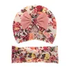 A939 Europa Moda Niemowlę Baby Florals Kapelusz z opaską z pałąkiem Bowknot Cap skrzyżowane Elastyczne Hairband 2pcs / Set