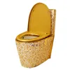 Waterbesparende Art Gold Toiletbrillen Sifon Stil Zittend Urinoir Golden Vine patroon porselein keramische badkamerarmaturen295A