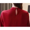 長袖シフォン女性のシャツ弓緩い春赤ホワイトソリッドエレガントなブラウスとトップスBlusas Mujer de Moda 8189 50 210508