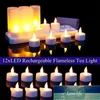 12pcs Home Battery Operated Flameless Candle LED Lights Flickering Desktop Birthday Party Wedding Rechargeable Base Bar Factory price expert design Quality