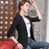 Hellgrüner Blazer Frauen Frühling Sommer Mode Temperament Halbarm Slim Jacke Büro Damen Arbeitsmantel 210604