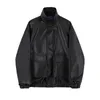 IEFB Spring Korean Fashion Loose PU Leather Men's Motorcycle Suit Pilot Jacket Zipper Stand Collar Short Coat Black 9Y5266 210524