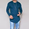 Mens Longline T Shirt Solid Hip Hop Long Rleeve na wiosenne i jesienne Swag Ubrania Slim Harajuku Tshirt270o