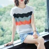 summer O Neck striped sweater Pullovers Women oversize basic Sweater Elastic soft Jumpers female women sweater 210604