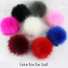 12 / 15cm Faux Fox Fur Pompoms Ball Fluffy Pom Hattar Scarf Skor Väska Hänge Kläder Tillbehör till DIY Making