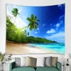 Sunny Green Tree Beach Print Wall Tapestry Hippie Hanging Hohemian Mandala Art Decorat 210608