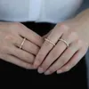 Pure 925 sterling silver material with cz paved bamboo shape stack finger rings whole for women fine jewelry