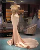 Plus Size Arabo Aso Aso EBI Lussuosa Sirena Sexy Prom Dresses Beaded Crystals Sheer Neck Sera Form Party Second Abiti Abiti Abito