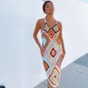 Handmade Crochet Beach Dress Cover Up Sexy Hollow Out Mesh Knitted Tunic Swimsuit Coverup Womens Sarong Robe De Plage A273 210420