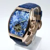 Tourbillon Mechanical Watch Mężczyzna luksusowy najlepsza marka Caseno skórzany zespół Daydate Automatyczne szkieletowe szkieletowe zachowanie na rękę