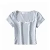 Été haut court femmes graphique t-shirts vintage coréen hauts à manches courtes mignon haut élégant chemises noires avec arc blanc 210330