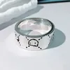 Designer fashion luxury men's and women's silver band rings skeleton couples jewelry personalized simple holiday gifts